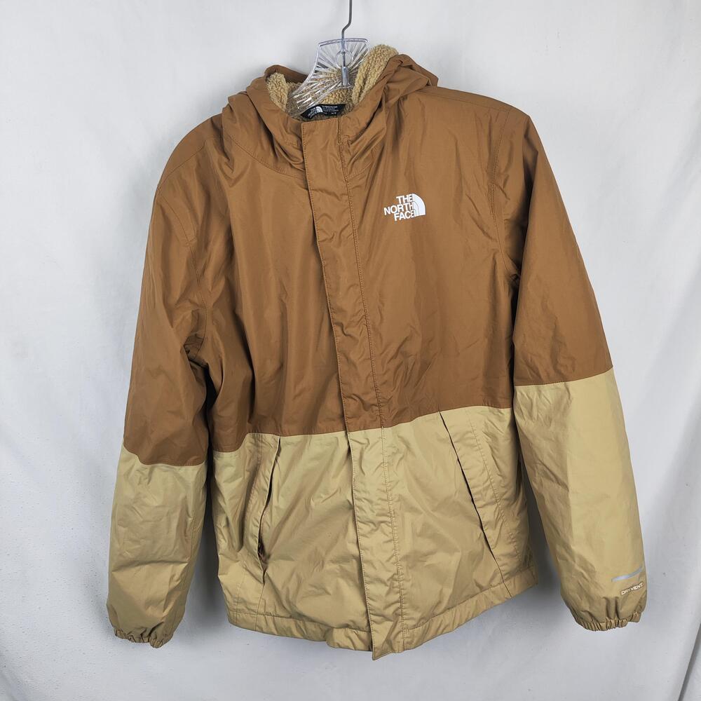 The North Face Jacket Boys XL 14/16 Brown Tan Colorblock Hooded Insulated Ski